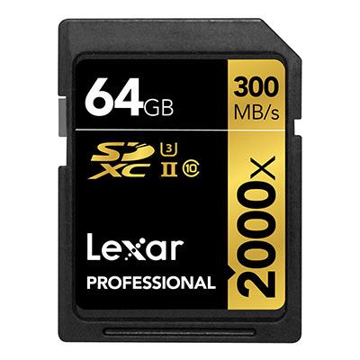 CARTE SD 64GB LEXAR 2000x  UHS-II V90 READ 300MB/s  -  WRITE 260MB/s