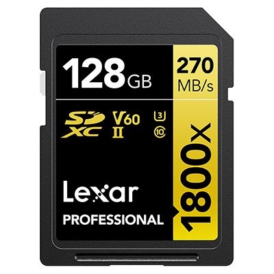 CARTE SD 128GB LEXAR 1800x  UHS-II V60 READ 270MB/s  -  WRITE 180MB/s