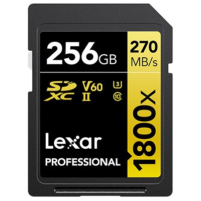 CARTE SD 256GB LEXAR 1800x  UHS-II V60 READ 270MB/s  -  WRITE 180MB/s