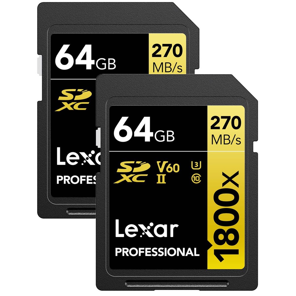 CARTE SD 64GB LEXAR DUO 1800x UHS-II V60  READ 270MB/s  -  WRITE 180MB/s