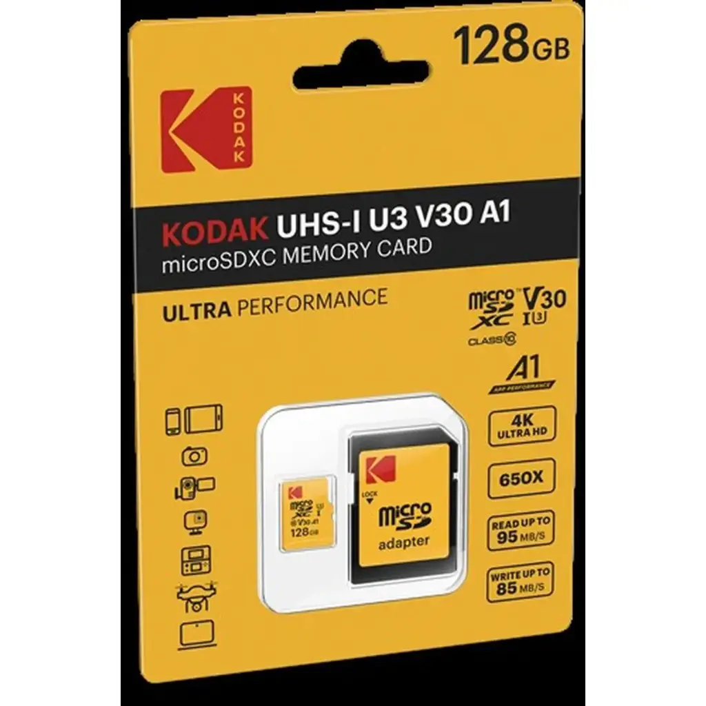 CARTE MICRO SD 128GB KODAK UHS-I U3 V30