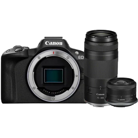 KIT CANON EOS R50 Black + RF-S 18-45mm + RF 75-300mm