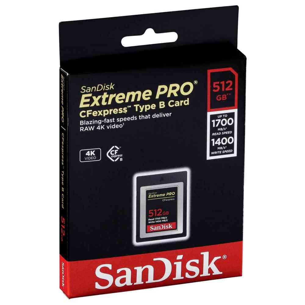 Carte CFexpress 512GB Sandisk Extreme Pro (1700MB/Sec) Type B