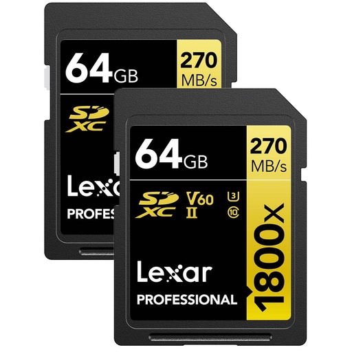 [843367126972] CARTE SD 64GB LEXAR DUO 1800x UHS-II V60  READ 270MB/s  -  WRITE 180MB/s