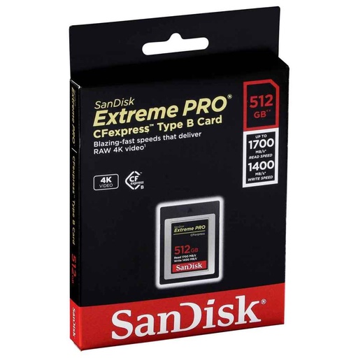 Carte CFexpress 512GB Sandisk Extreme Pro (1700MB/Sec) Type B